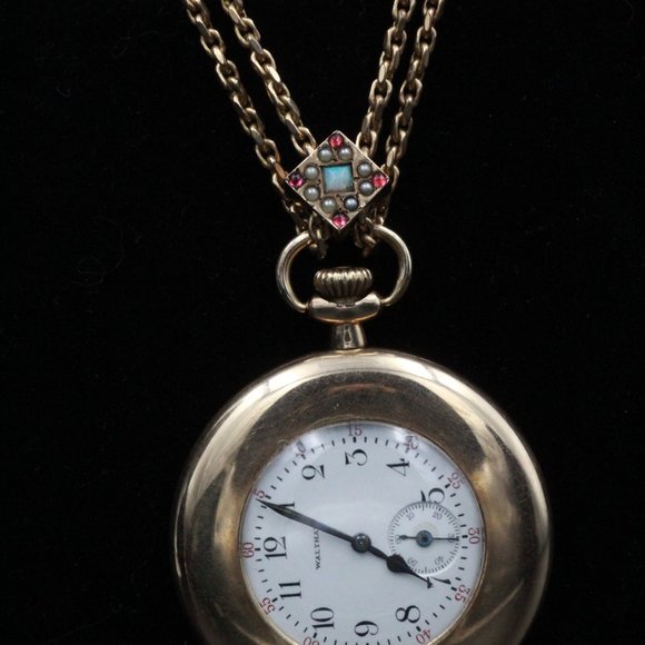 ANTIQUE WALTHAM GOLD FILLED OPEN FACE LADIES POCKET WATCH - Picture 9 of 9